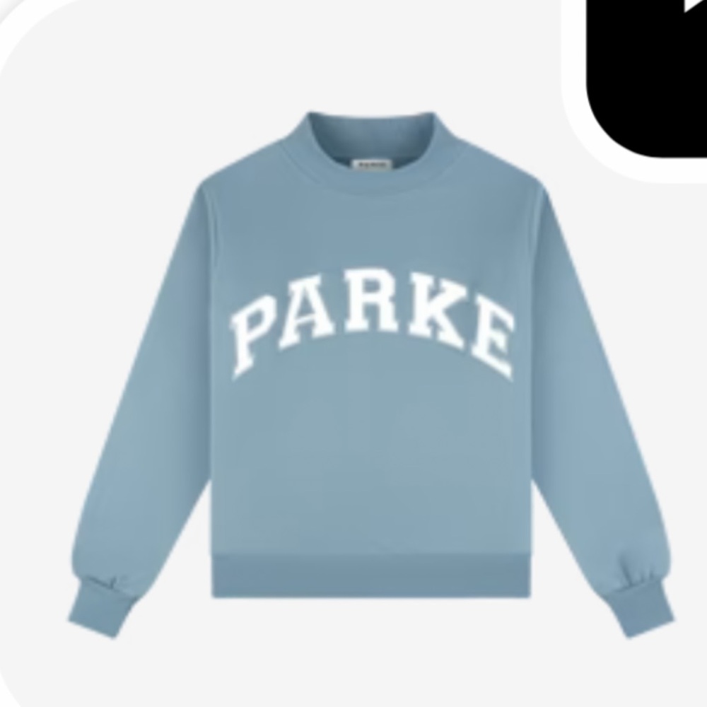 New Parke Sport Glacier Blue White Varsity Mockneck S/M Sweater In Hand